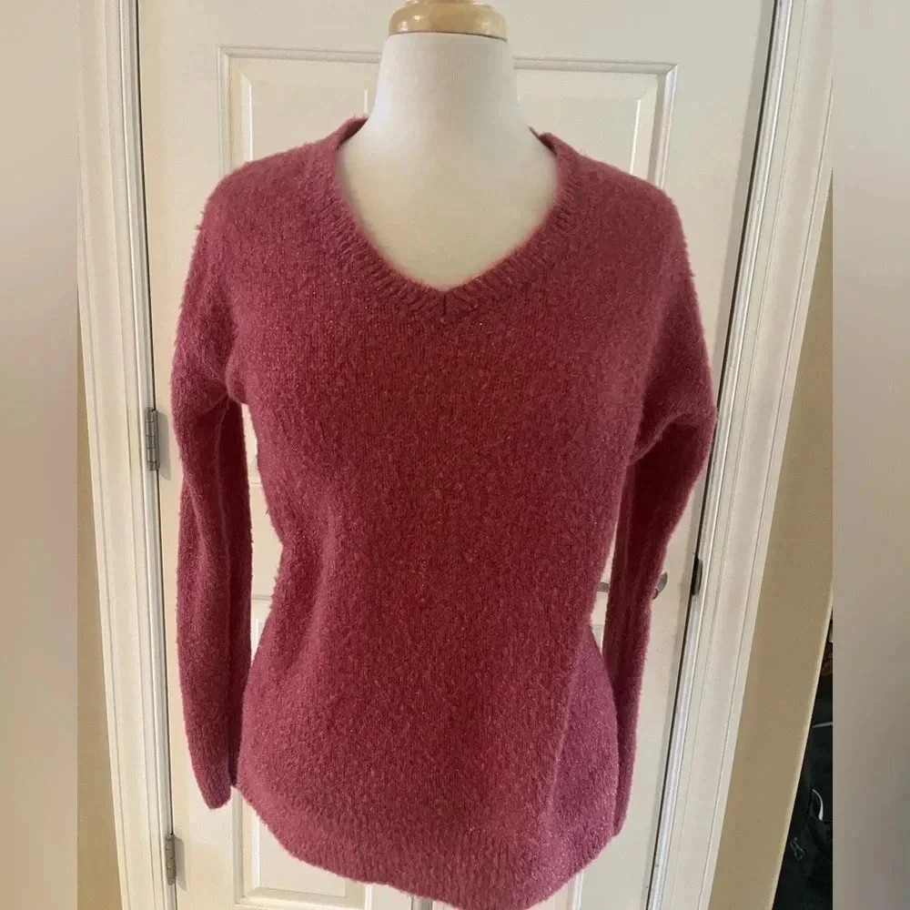 Halogen Metallic Sweater-Size XS- dark mauve color